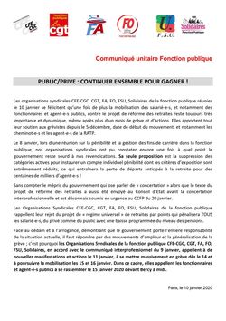 Communiqué unitaire - Public/privé: Continuer ensemble pour gagner