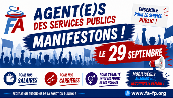 Communiqué de l'intersyndicale Fonction Publique - Le 29 septembre manifestons pour nos salaires